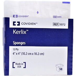 Kerlix Sponge - Sterile 4" X 4" 12-Ply Box: 25