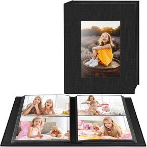 MSTONAL Small Linen Photo Album, Mini Photo Albums holds 100 Pictures, 6x4 Picture Album Slip in for 4x6Photos, Linen Cover Picture Album Ideal for Friends Wedding Graduation Birthday