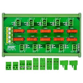 DIN Rail Mount Fused DC 5-32V 10 Position Pluggable Terminal Block Power Distribution Module
