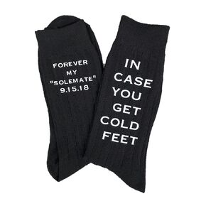 Groom Gift - Groom Socks - Just in case you get cold feet with Wedding Date - 4 colors available