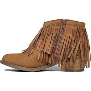 J. Adams Marrow Ankle Boot - Western Fringe Cowboy Low Heel Bootie