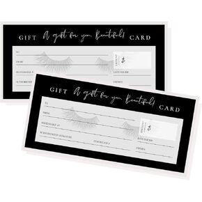 Blank Gift Certificates | 30 Pack | 3.75 x 8.25" inch Size Gift Card | Small Business Gift Certificate, Fill In Gift Certificate, Voucher, Coupon | Eyelash Extension Supplies | Black & Lash Design