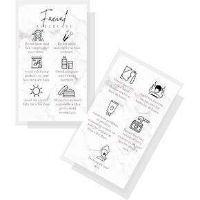 Facial Aftercare Cards | 50 Pack | 2 x 3.5" inches Business Card Size | Esthetician Business Cards Wallet Sized | Marble Design