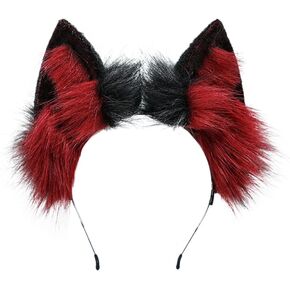 ILUFAM Handmade Wolf Ears Headband Furry Fox Cat Animal Ears Hair Hoop Halloween Anime Fancy Dress Party Cosplay Headwear