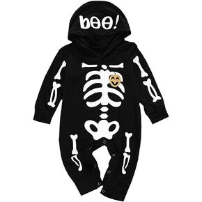 MODNTOGA Newborn Halloween Clothes Skeleton Baby Boys Girls Skull Skeleton Halloween Outfit Romper with Hat