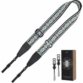 Padwa Lifestyle Adjustable Camera Strap - 1.5" Top Layer Cowhide Head Camera Straps for Photographers, Cotton Adjustable Neck Shoulder & Crossbody Strap Quick Release for All Cameras and Binoculars