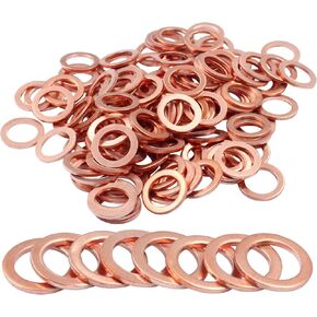 Jersvimc 60Pcs M12 Copper Washer Flat Washer, Copper Gasket Kit Metric Sealing Washer Ring - I.D 12mm, O.D 18mm