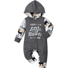 Fommy Baby Boy Clothes, Cute Letter Pattern Print Long Sleeve Hoodie Romper Bodysuits for Baby Outfits