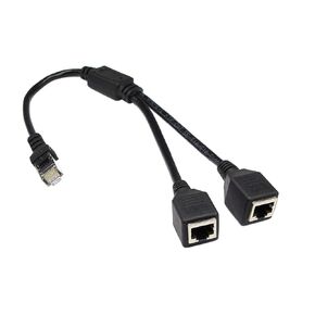 RJ45 Splitter Adapter, RJ45 Male 1 to 2 Female Port Ethernet Socket Connector, Splitter LAN Ethernet Network Plug Cable for Cat5 Cat5e Cat6 Cat7