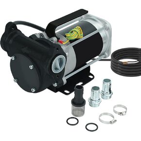 BLACKHORSE-RACING 12V Gasoline Fuel Transfer Pump Kit, 15 GPM / 57 LPM Self-Priming Fuel Pump, 14' FT Discharge Hose, Suction Tube, Manual Nozzle, for Gasoline Diesel Kerosene Mineral Spirits