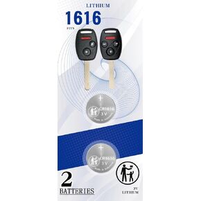 (2 Pack) CR1616 OEM Remote Key FOB Battery Replacement for Honda (2003-2015) Accord Civic CR-V Fit Insight Acura TL TSX ZDX Case Shell OUCG8D-380H-A MLBHLIK-1T N5F-S0084A KR55WK49308 CWTWB1U545