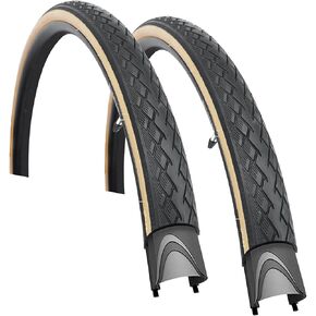2 Pack 700x35c Road Bike Tire Gravel Bike Tire City Bike Tire Brwon Side Wall/Black Compatible Replacement Bicycle Tire