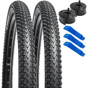 2 Pcs 26" Bike Tires Foldable 26x2.125 60TPI Plus 2 Pcs 26" Bike Tubes Schrader Valve 2 Rim Strips Compatible with 26 x 2.125 Bike Tires and Tubes (Y1136)