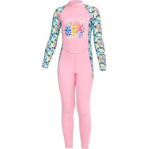 Happy Cherry Kids Full Body Swimsuit Boys Girls One Piece Long Sleeve Sunsuit UPF 50+ UV Rash Guard Swimwear Bodysuit