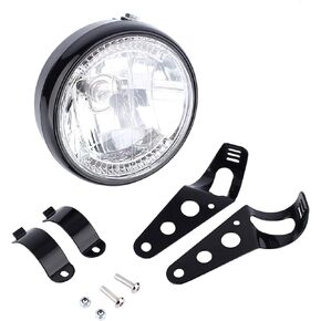 Motorcycle Headlight Universal 12V H4 35W Round Motorcycle Yellow LED Headlight with Black Bracket