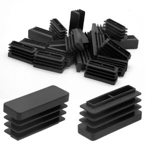 Piutouyar Rectangular Tubing End Caps, Plastic Plug Insert, Black End Cap for Tube Hole Insert, Fences, Furniture Non-Slip Protection (26mm x 13mm / 1.02 Inch x 0.5 Inch),32Pcs
