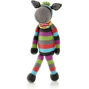 Pebble | Handmade Donkey - Grey Striped | Crochet | Fair Trade | Pretend | Imaginative Play | Farm | Rattle | Machine Washable