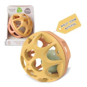 ROHSCE Baby Rattle Ball, Baby Teething Sensory Montessori Toys Soft Chew Toy with Rattles for Babies, Safe Wheat Straw Travel Toys Newborn Gift for Infant Boys Girls 3 6 7 8 9 10 11 12 Months