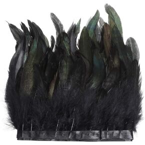 Rooster Hackle Feathers Fringe Trim 5-7inch Width Craft Feather Trim for Sewing Dress Costume(2 Yards)