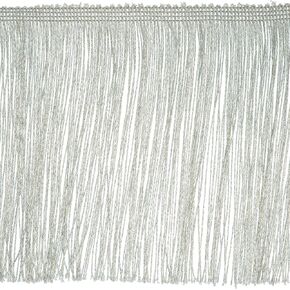 6" Glitter Chainette Fringe Trim, Polyester-Made Decorative Fringe Trim, for Costumes, Home Decor, and Festive Items, Durable Fringes, 5-Yard Cut, Metallic Silver