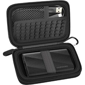 Case Compatible with Samsung T9/ T7/ T7 Shield Portable SSD 1TB 2TB 4TB External Hard Drive, Storage Travel Carrying Holder Organizer for Solid State Drives & USB Cable (Box Only)