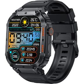 EIGIIS Military Smart Watches for Men 1.96" HD Big Screen Rugged Smart Watch (Answer/Dial Calls) Outdoor Tactical Sports Watch Fitness Tracker Smartwatch for iPhone Compatible with Android Phones
