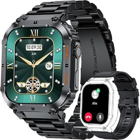EIGIIS Military Smart Watches for Men 1.96" HD Big Screen Rugged Smart Watch (Answer/Dial Calls) Outdoor Tactical Sports Watch Fitness Tracker Smartwatch for iPhone Compatible with Android Phones