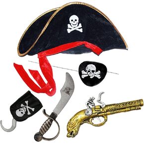 Vegove Kids Pirate Hat Costume Set for Halloween Birthday Party Costumes Accessories Boys Toddler