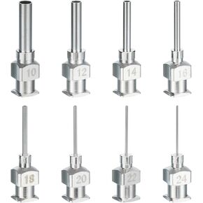 PATIKIL 10/12/14/16/18/20/24Ga x 0.5 بوصة أطراف إبرة توزيع من الفولاذ المقاوم للصدأ، 7 قطع من أنبوب إبرة الغراء المعدني أطراف حادة قفل Luer لمختبر حبر الغراء السميك، فضي in Kuwait