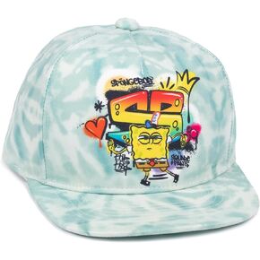 SpongeBob SquarePants Kids Snapback Cap | Tie Dye Summer Hat | Graffiti Sponge Bob Graphic Cap | Adjustable Clasp Headwear Multicolor