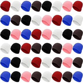 Jexine 72 Pack Kids Winter Beanies Knitted Warm Cold Weather Hats for Boys Girls Children School Outdoor Homeless Charity