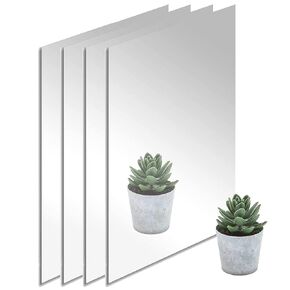 Calvana(4-Pack) 12" x 24" Silver Mirrored Acrylic–5/64"Thick Perfect for Decorative Furniture, Craft Projects, Signs and More; The Unshattered Substitute for Glass Mirror, Safe for Children and Adults