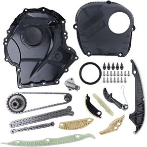 CUSTONEPARTS Engine Timing Chain Kit Timing Cover Tensioner Guide Rail Kit Compitable with 2006-2017 Tiguan Passat Jetta 2008-2017 Audi 1.8T 2.0T EA888