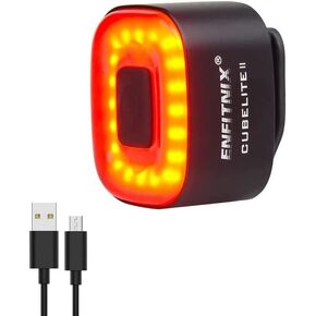 Cubelite II Bike Tail Light,Brake Sensing Rear Lights,Waterproof, Ultra Bright LED Warning Back Lights,USB Rechargeable,Metal Design