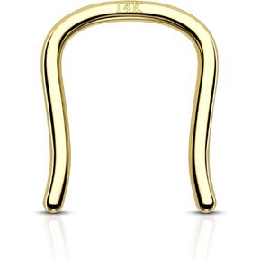 COCHARM 14K Real Gold Septum Rings 16g U-Shape Yellow Gold Septum Rings 14Kt Simple Horseshoe Septum Jewelry Solid Gold 8mm 10mm 14K Gold Hanger Septum Piercing