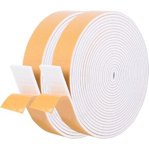 Self Adhesive Foam Tape Weatherstrip 1/2in x 1/8in x 13Ft High Density Foam Insulation Strips Foam Seal Weather Stripping with Strong Adhesive for Door and Window Sound Isolation Soundproofing