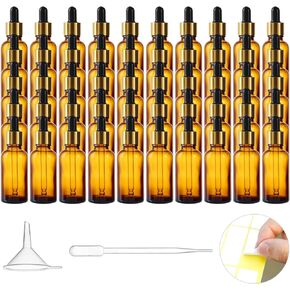50pcs 1 oz Dropper Bottles for Essential Oils with Funnel & Dropper 30ml Amber Glass Bottles with Eye Droppers Tincture Bottles, Leak Proof Travel Bottles for Liquids