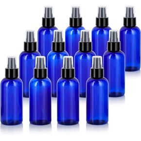 JUVITUS 4 oz / 120 ml Plastic PET Boston Round Bottle (BPA Free) with Black Treatment Pump (12 pack) (Amber)