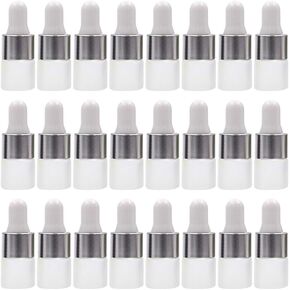 50 قطعة من زجاجات قطارة زجاجية بلوري من ConStore، قوارير زيت عطري صغيرة، غسول تجميلي فارغ، زجاجة قطارة للعين قابلة لإعادة الملء، حاوية مستحضرات تجميل سائلة + 2 قطعة قطارة (1 مل) in Kuwait