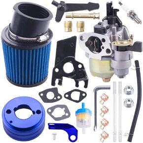 MRELC High Performance Upgraded Carburetor Air Filter adapter Intake Spark Plug Kit fit for Predator 212cc 6.5 Hp Honda Gx160 Gx200 196cc Coleman CT200U Trail CT100U Mini Bike Go Kart Racing (Red)