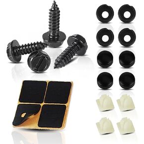 Rustproof License Plate Screw Kit, Premium Stainless Steel Self Tapping Mounting Bolts License Plate Screws, for Securing License Plates Frames and Covers on Cars Trucks (4Sets)
