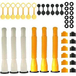 Gas Can Spout Replacement, Gas Can Nozzle, 6 Kit (3Yellow，3White) Flexible Pour Nozzle Suitable for Most 1/2/5/10 Gal Oil Cans, Gas Spout Replacement, Fuel Can Spout, Gas Tank Nozzle