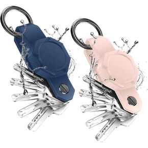 Waterproof Key Organizer for Airtag,Key Holder for Airtag,Compact Silicone Keychain for Apple AirTag- Includes Keyring to Attach Car Key Fob (Pink,Blue) in Kuwait
