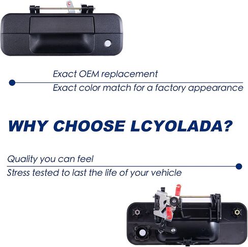Lcyolada Premium Tailgate Handle Latch with Rod Clips,Fits for Toyota Tundra 2007-2013,Textured Black,Replace# 69090-0C040, 690900C040,81213 in Saudi Arabia