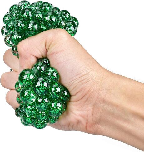 Glitter Sewn Mesh Squishy Grape Ball for Kids - Great and Fun Squeeze Stress and Fidget Toy for Adults and Children (Pack of 4) in Saudi Arabia