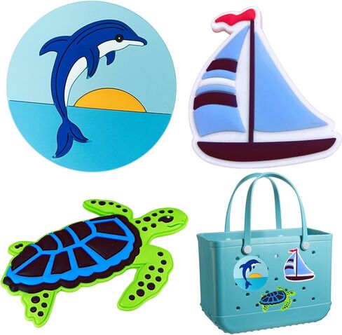 Lovyit Charm Accessories for Bogg Bag - Rubber Beach Bag Accessories Charm Insert, 3pcs Flowers Dolphin Beach Totes Charm Decoration Insert for Simply Southern Beach Totes Bag in Saudi Arabia