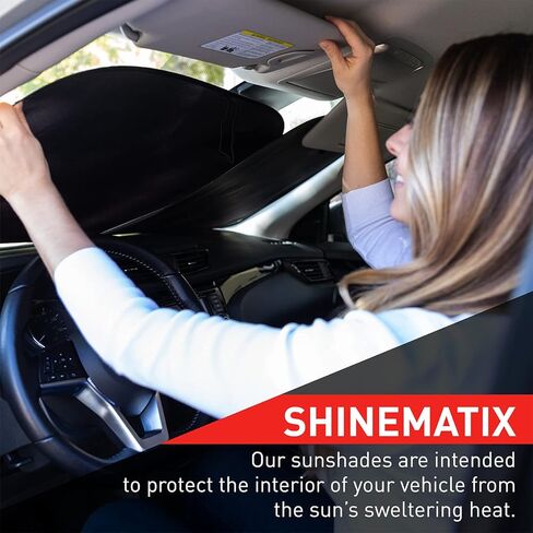 2-Piece Windshield Sunshade - Foldable Car Front Window Sun Shades for Most Sedans SUV Truck - Best 210T Reflective Material Blocks 99% UV Rays and Keeps Your Vehicle Cool (Sports/Small) in Saudi Arabia