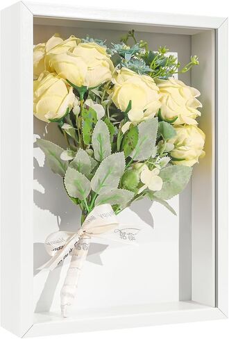 Puorseng A4 Shadow Box Frame 2 Inch Deep Memory Display Case 11 x 14 Shadowbox Frame with Linen Back Memorabilia Bouquet Medals Photos Memory Box for Keepsakes (White), CS-3-A4W in Saudi Arabia
