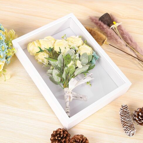 Puorseng A4 Shadow Box Frame 2 Inch Deep Memory Display Case 11 x 14 Shadowbox Frame with Linen Back Memorabilia Bouquet Medals Photos Memory Box for Keepsakes (White), CS-3-A4W in Saudi Arabia