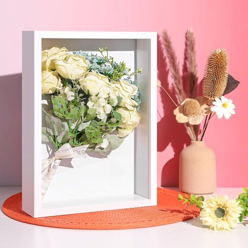 Puorseng A4 Shadow Box Frame 2 Inch Deep Memory Display Case 11 x 14 Shadowbox Frame with Linen Back Memorabilia Bouquet Medals Photos Memory Box for Keepsakes (White), CS-3-A4W in Saudi Arabia